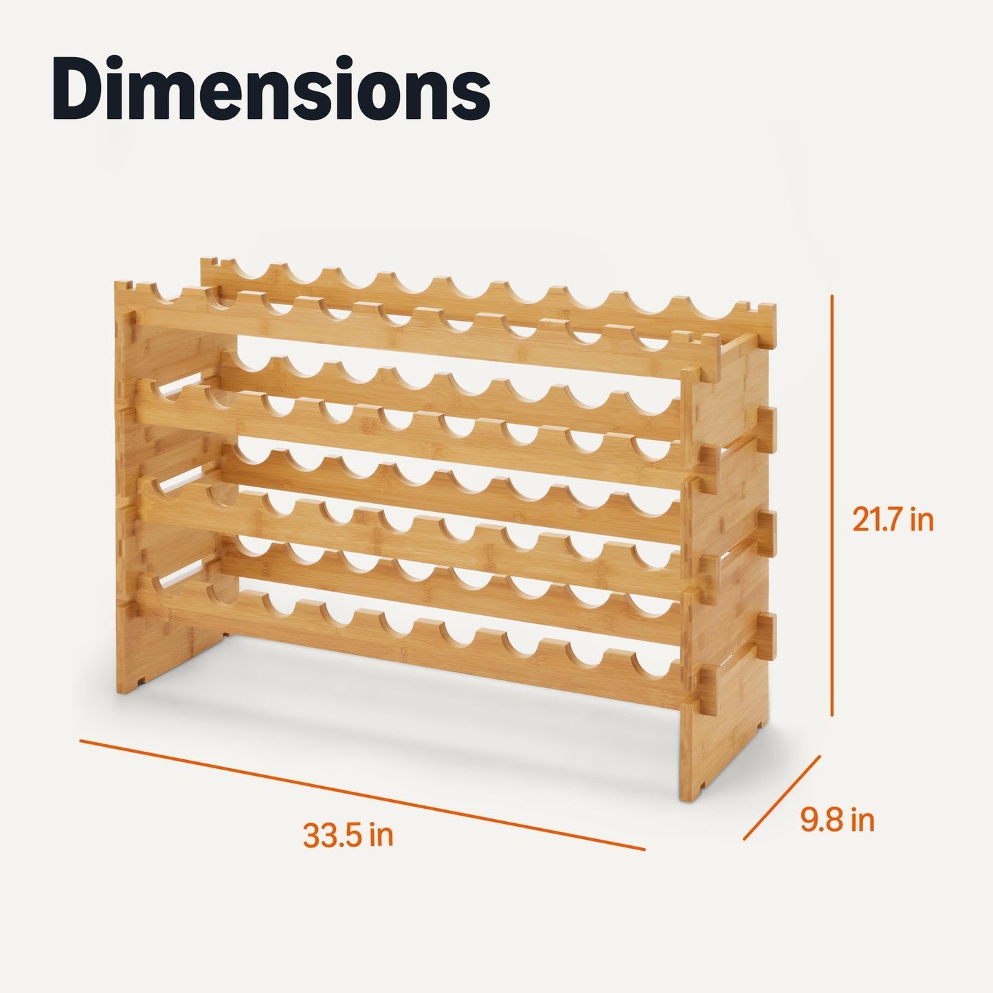 Amazon Basics Stackable Natural Bamboo Wine Rack, 36 Bottle Capacity, Easy to Assemble