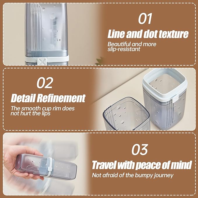 Travel Toothbrush Case & Holder - 2-in-1 Portable Toothbrush Organizer with Cover, Electric Toothbrush Travel case - Toothbrush Holders Travel Case for Camping, Business Trips, Dorm (Light Brown)