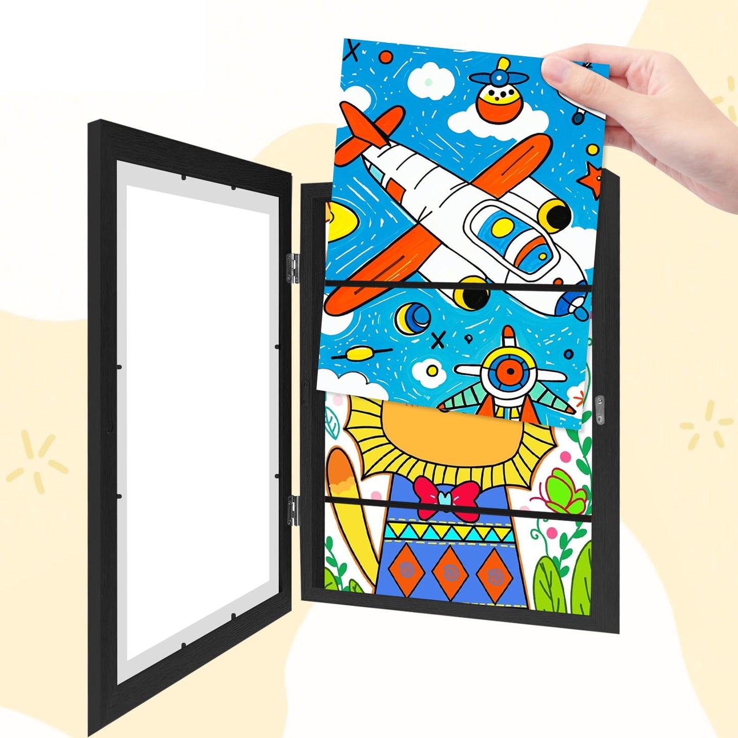 2-Pack Kids Artwork Frames 10x12.5 Front Opening Kids Art Frame for Wall Art work Picture Display Holds 50+ Pcs for Kids Drawings Changeable Frames for Kids' Artwork Storage and Display – Black