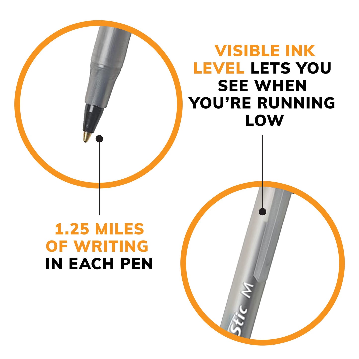 BIC Round Stic Xtra Life Ballpoint Pen, Ultra Long Lasting and Consistent Performance, 144-Count in Black Ink