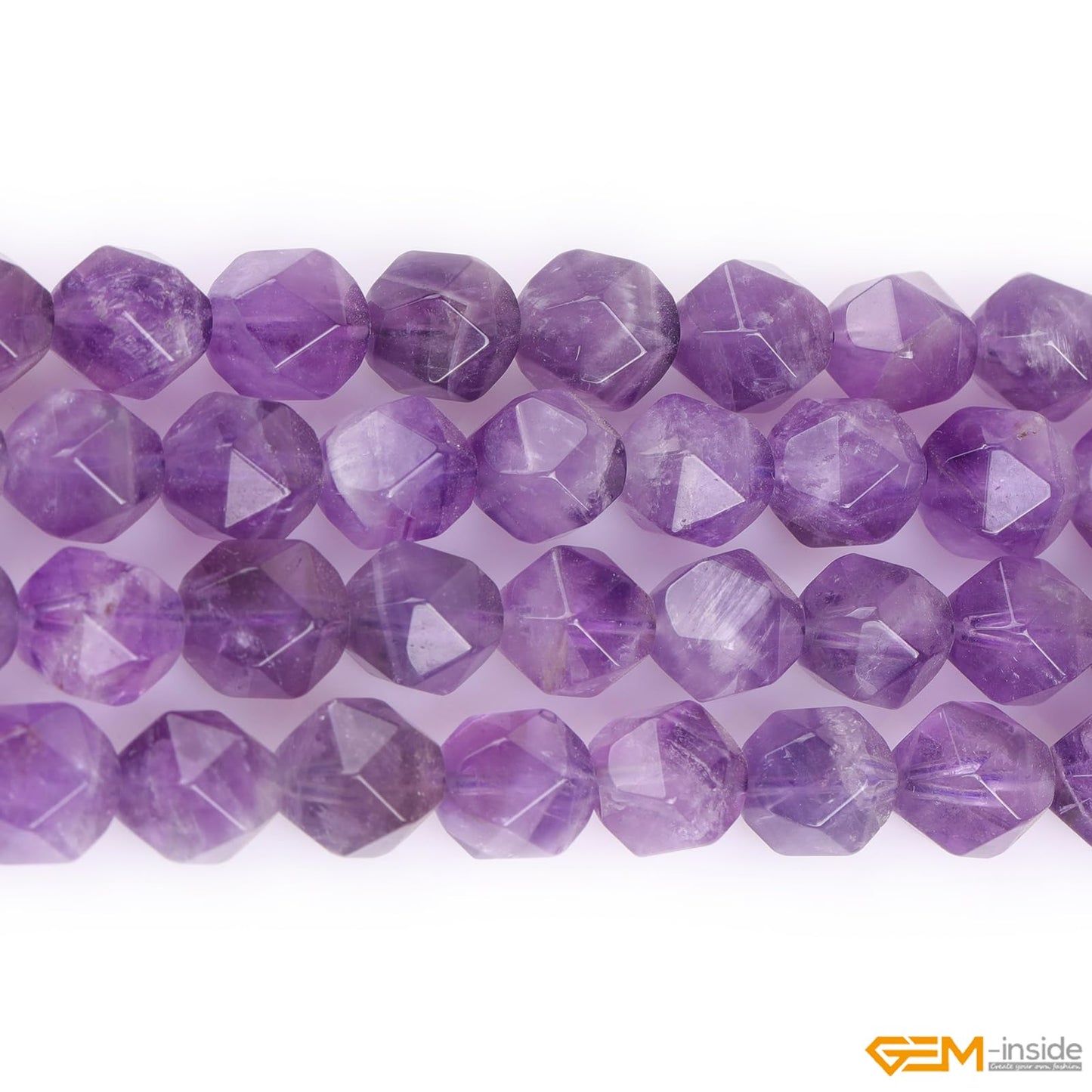 GEM-Inside Natural 8mm Amethyst Gemstone Loose Beads Light Purple Square Faceted Agate Beads Cambay Crystal Energy Stone Power for Jewelry Making 15"