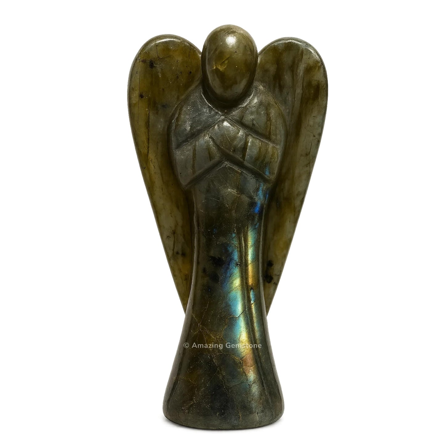 Amazing Gemstone Labradorite Angel - Labradorite Crystal Angel and Pocket Guardian Angel Crystal Figurines (3 inches)
