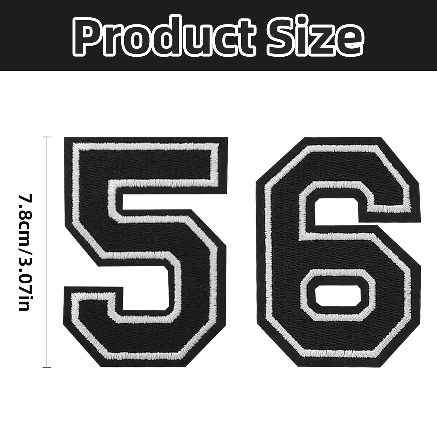 AXEN 20pcs Iron on Number Patches, Fully Embroidered Varsity Numbers Patches for Clothing Hoodies Jacket Backpacks Hat, Black 3.1"