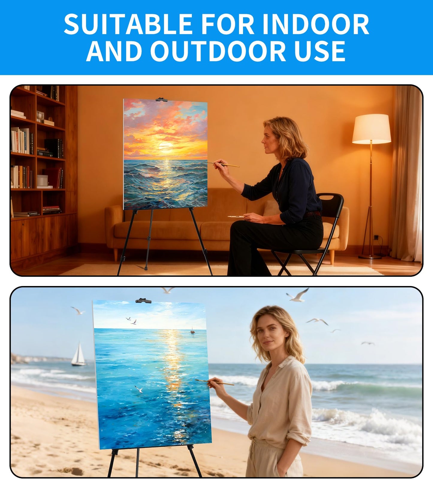 Artisorama Display Easel Stand for Sign, Adjustable Portable 63'' Tripod with Carry Bag, Artist Easels Canvas Stand for Table-Top Displaying/Painting/Wedding Signs