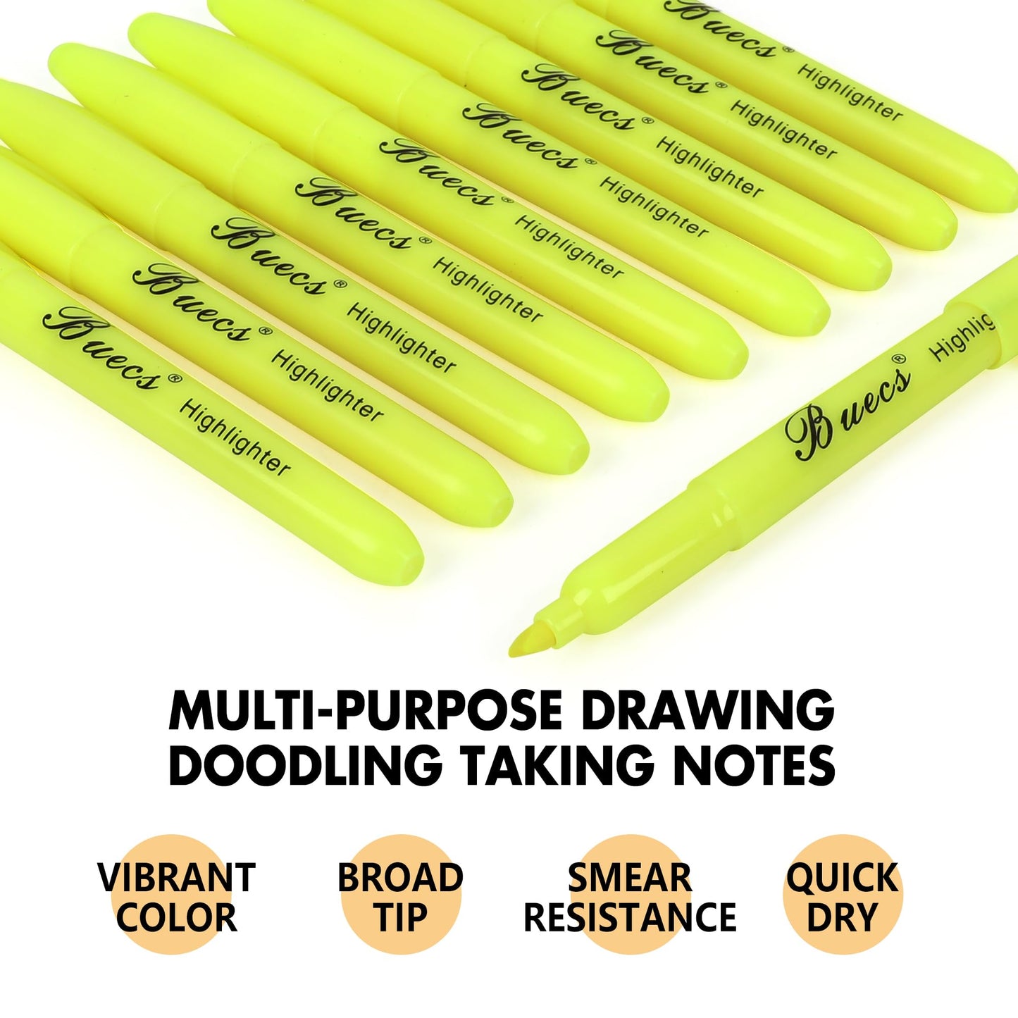 Buecs Highlighters Bulk Pack, 108 Count, Chisel Tip,Fluorescent Yellow, suitable for Adults Highlighting Planner Notes, Office School Supplies