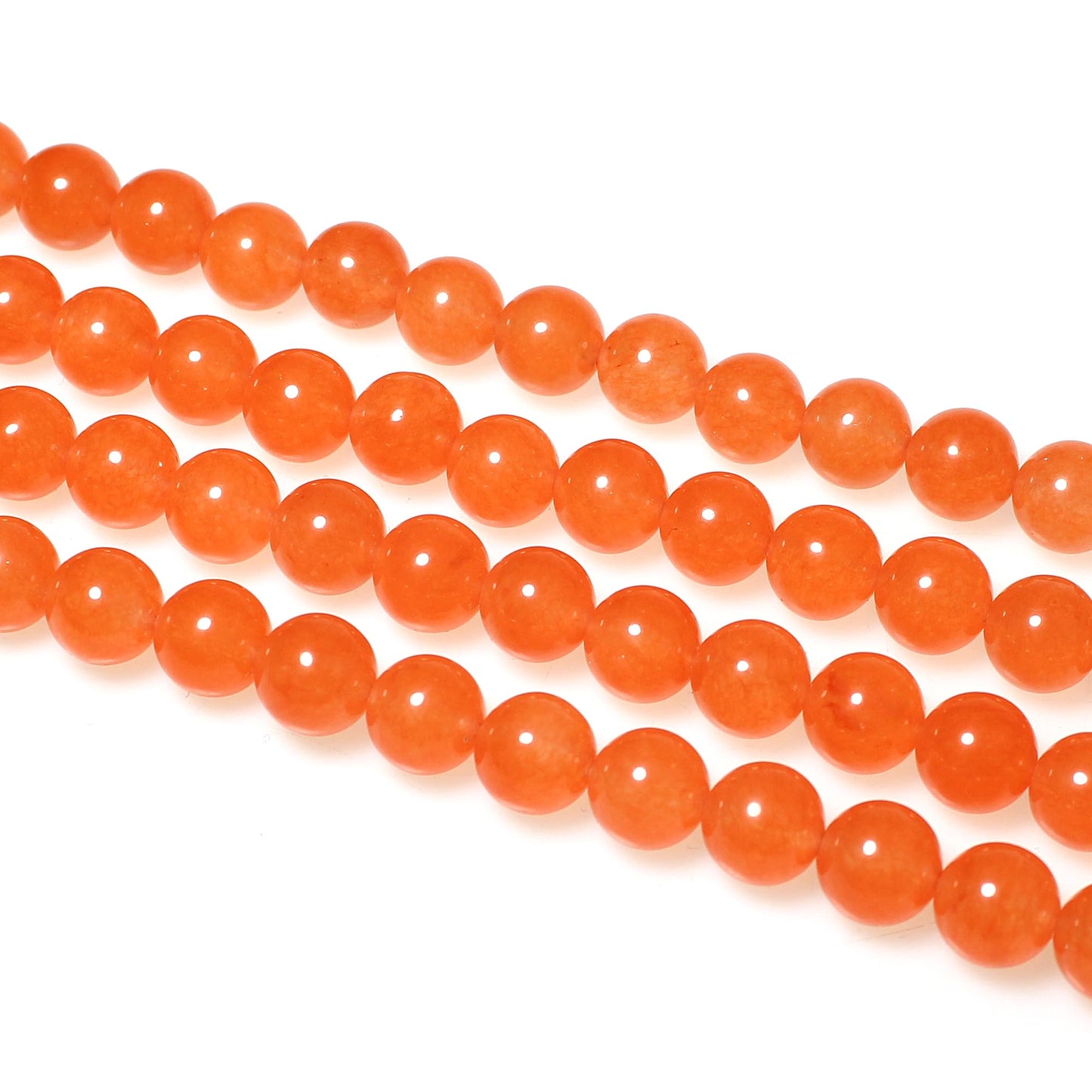 MJDCB Stone Beads 8mm 43pcs Round Orange Red Jade Loose Gemstone Bead Charms for Jewelry Making Bracelet Necklace Earring Pendant