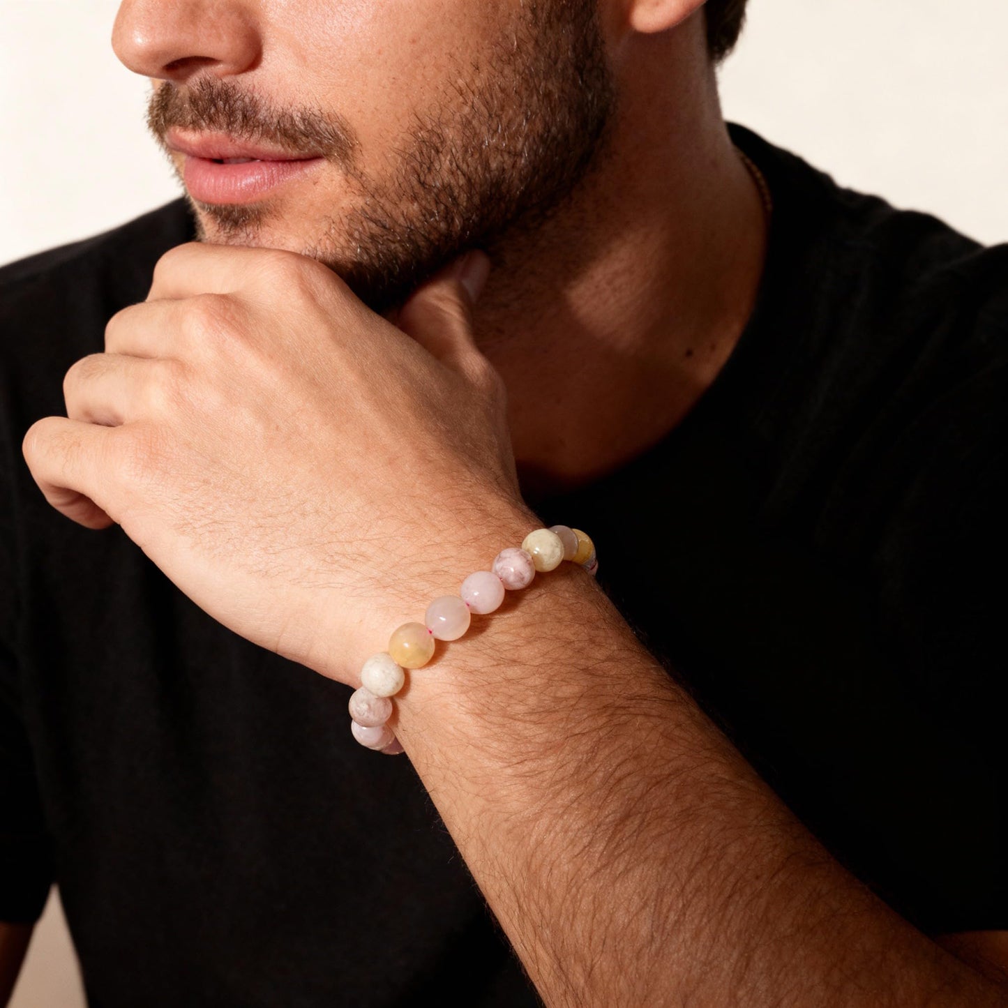 The Vida Handmade AAA+ Quality Crystal Stretch Elastic Bracelet - Nature Gemstone - Jewelry Gift - Holiday Gift - For Women & Men (Flower Agate)
