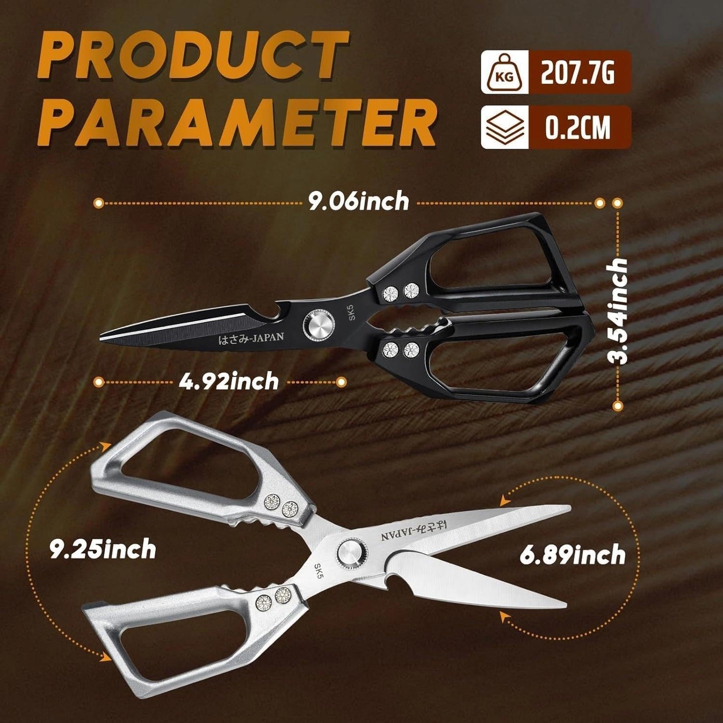 Huusk Kitchen Shears Set, Heavy Duty Poultry Shears, Japanese Kitchen Scissors for Meat, Chicken Bones, and Turkey, Christmas Gifts for Men Women