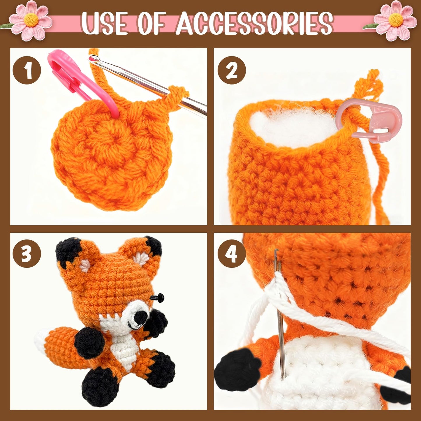 OurWarm 6PCS Crochet Kit for Beginners, DIY Crochet Animals for Great Gifts, Knitting Kit for Beginners with Step-by-Step Video Tutorial, Crocheting Kits for Manual Lovers Birthday and Holiday Gift