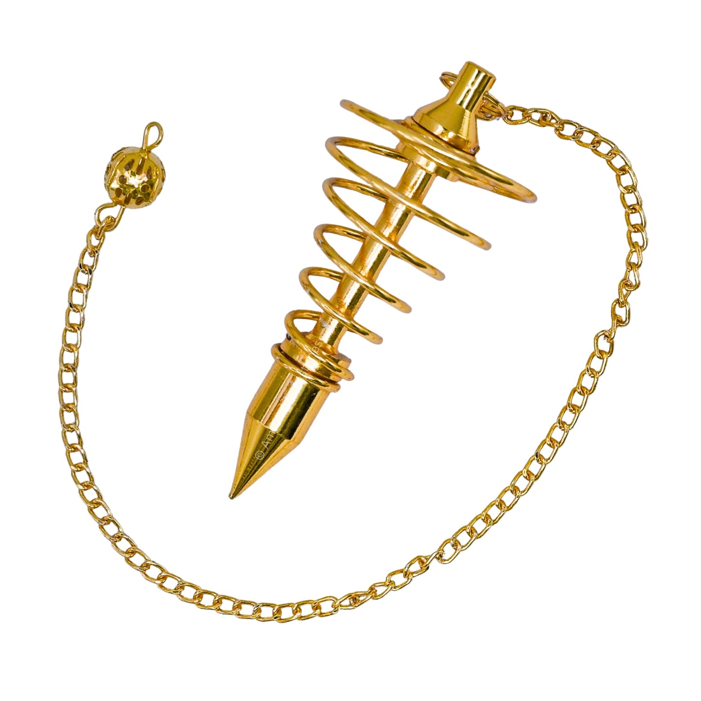 Amazing Gemstone Healing Metal Pendulums for Divination, Gold Spiral Open Chamber Steel Copper Pendulum High Energy Pendulo de Bronce Pendulos de Mesa MP2