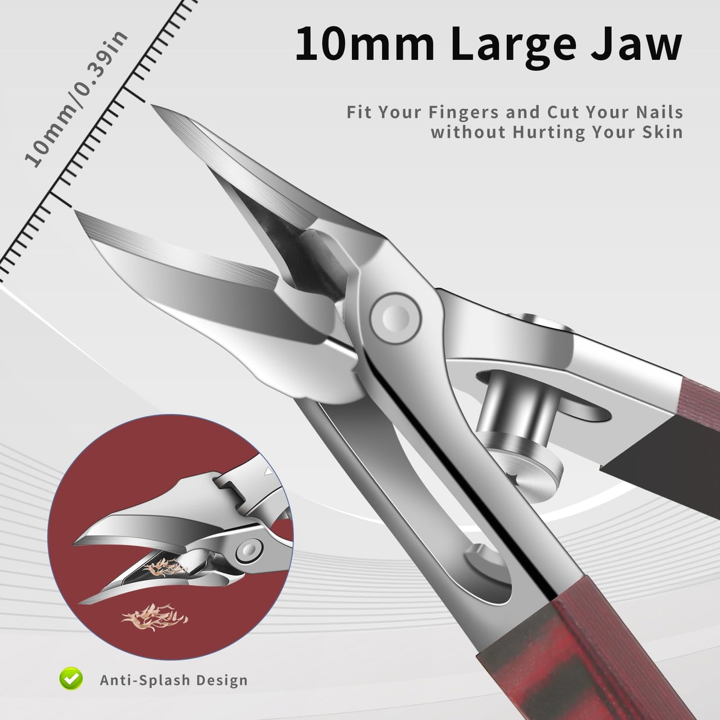 Large-Opening Pointed-Edge Nail Clipper - Detailed Trimming for Narrow Areas - G10 Handle & Stainless Steel Blades - Suited for Ingrown-Nail, Thick-Nail Users & Seniors(Straight Red C)