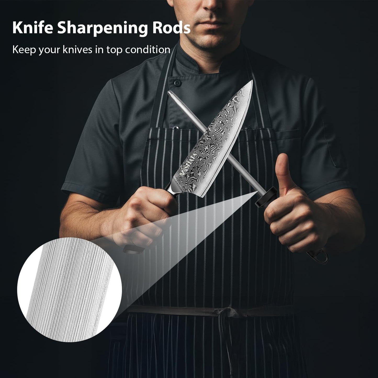 MOSFiATA Damascus Chef Knife 8", Professional Sharp Kitchen Knife 67 Layers Damascus Stainless Steel VG10 Core, Chef's Knives Chopping Cooking Knife Set with Ergonomic G10 Handle Sharpener Gift Box