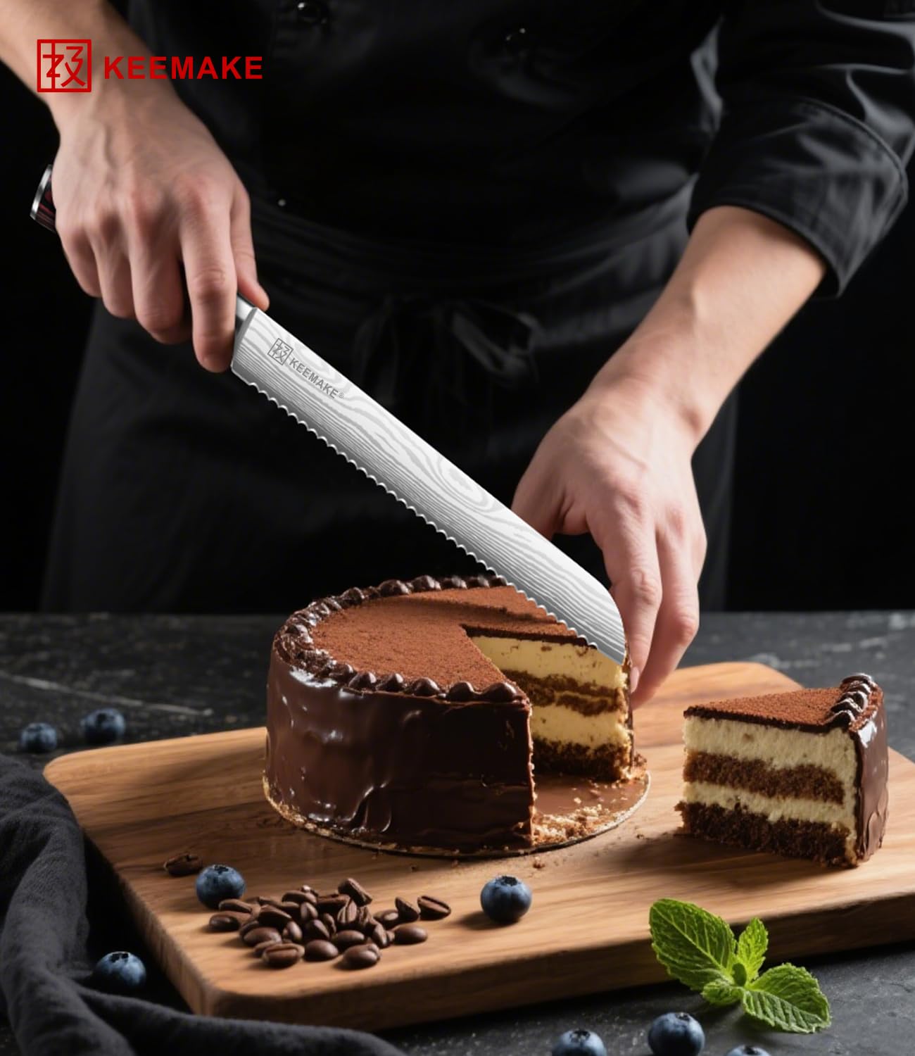 KEEMAKE 10 Inch Bread Knife for Homemade Bread - Ultra Sharp for Serrated Sourdough, Crusty Artisan Loaves, Bagels & Cake, High Carbon Stainless Steel Slicing Knife with Cover & Mom Gift Box