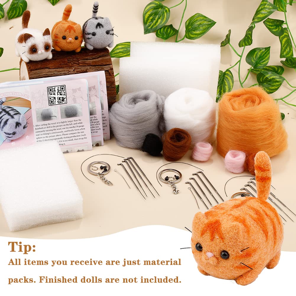 SHWAKK Needle Felting Kits, Needle Felting Starter Kit with Instructions, Felting Pad, Felting Wool, Felting Needles, Keychain and Split Ring for Craft Project and DIY Handmade