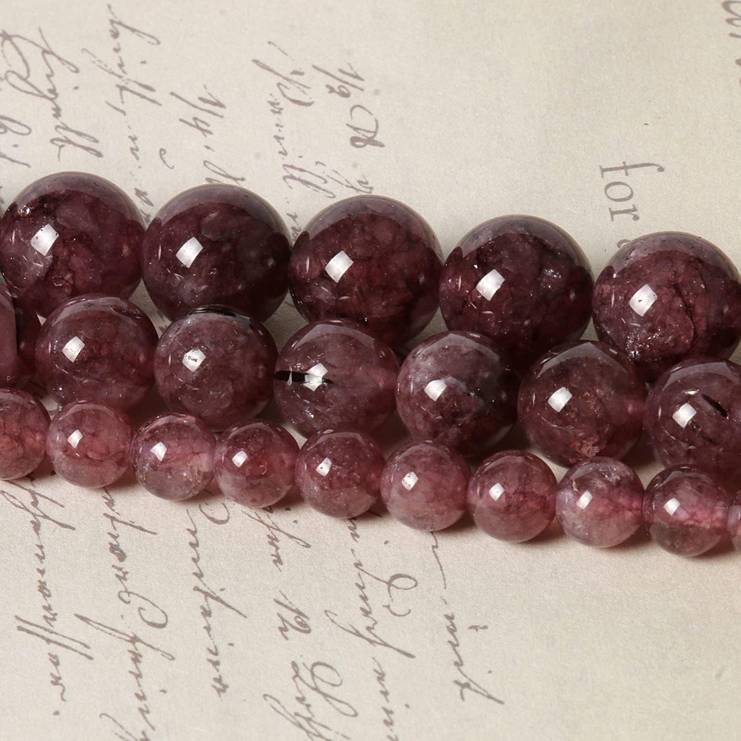 About 45pcs 8mm Natural Stone Beads Lepidolite Beads Crystal Gemstone for Jewelry Making, DIY Bracelet Necklace