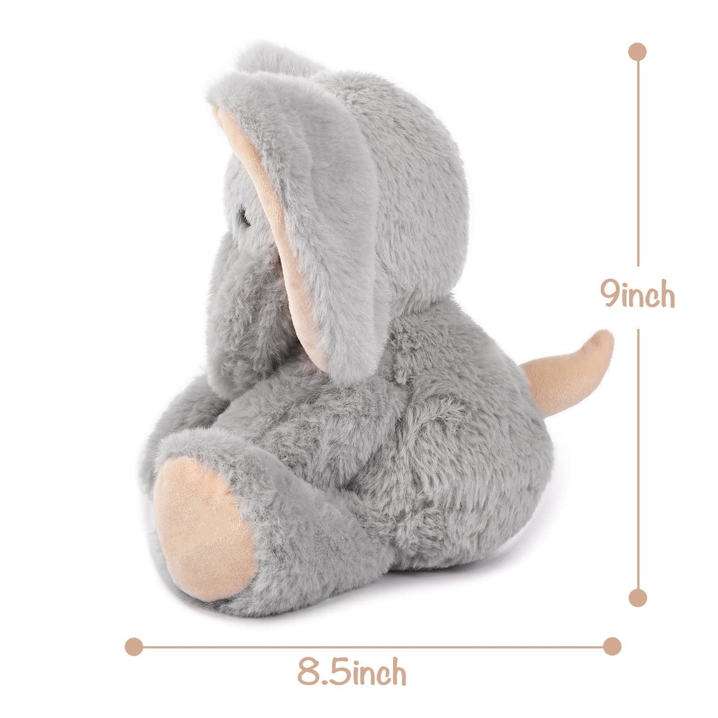 TCBunny Baby Elephant Bedtime Stuffed Animal Plush Toy 11", Kids, Aichie (Grey)