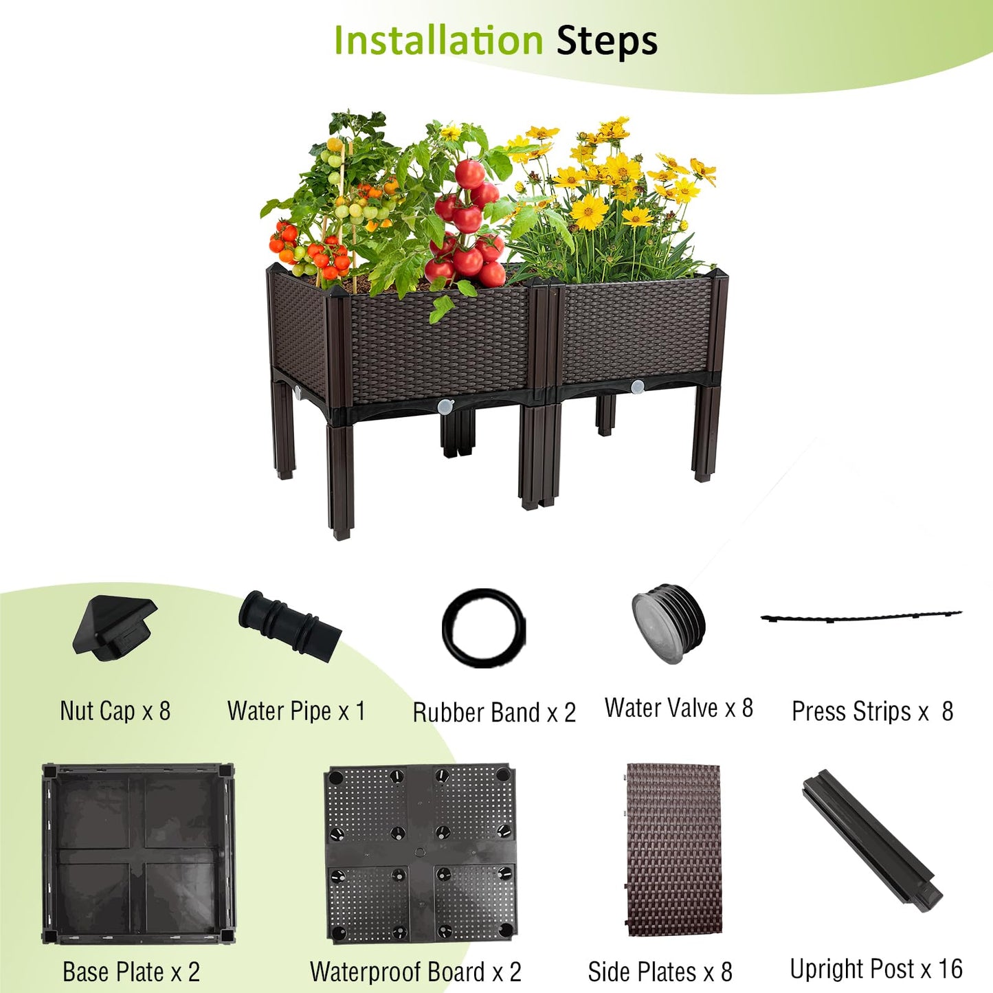 TDDSS Raised Garden Bed Planters for Outdoor Plants with Legs Elevated Rectangular Planter Boxes Garden Patio Balcony Deck for Planting Flowers, Vegetables, Tomatoes, and Herbs