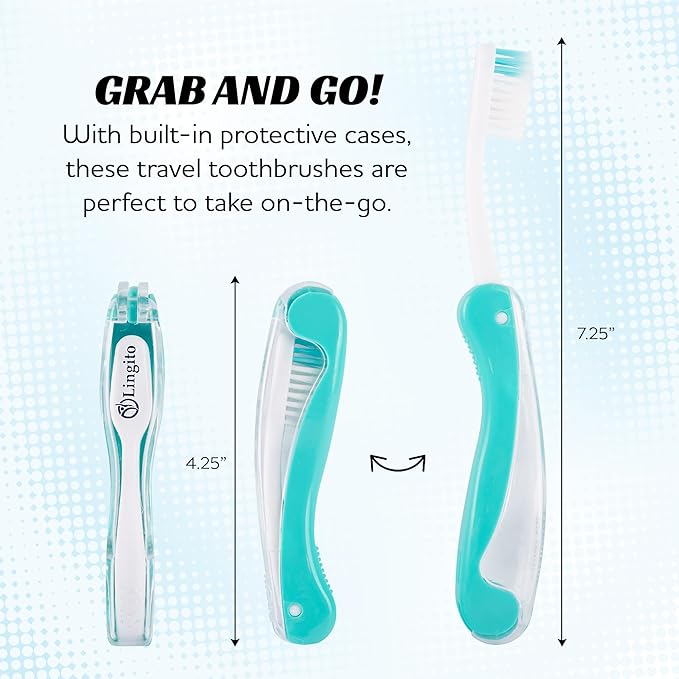 Lingito Travel Toothbrushes - Mini Toothbrush with Cover, Camping Toothbrush Kit (7 Pack Medium)