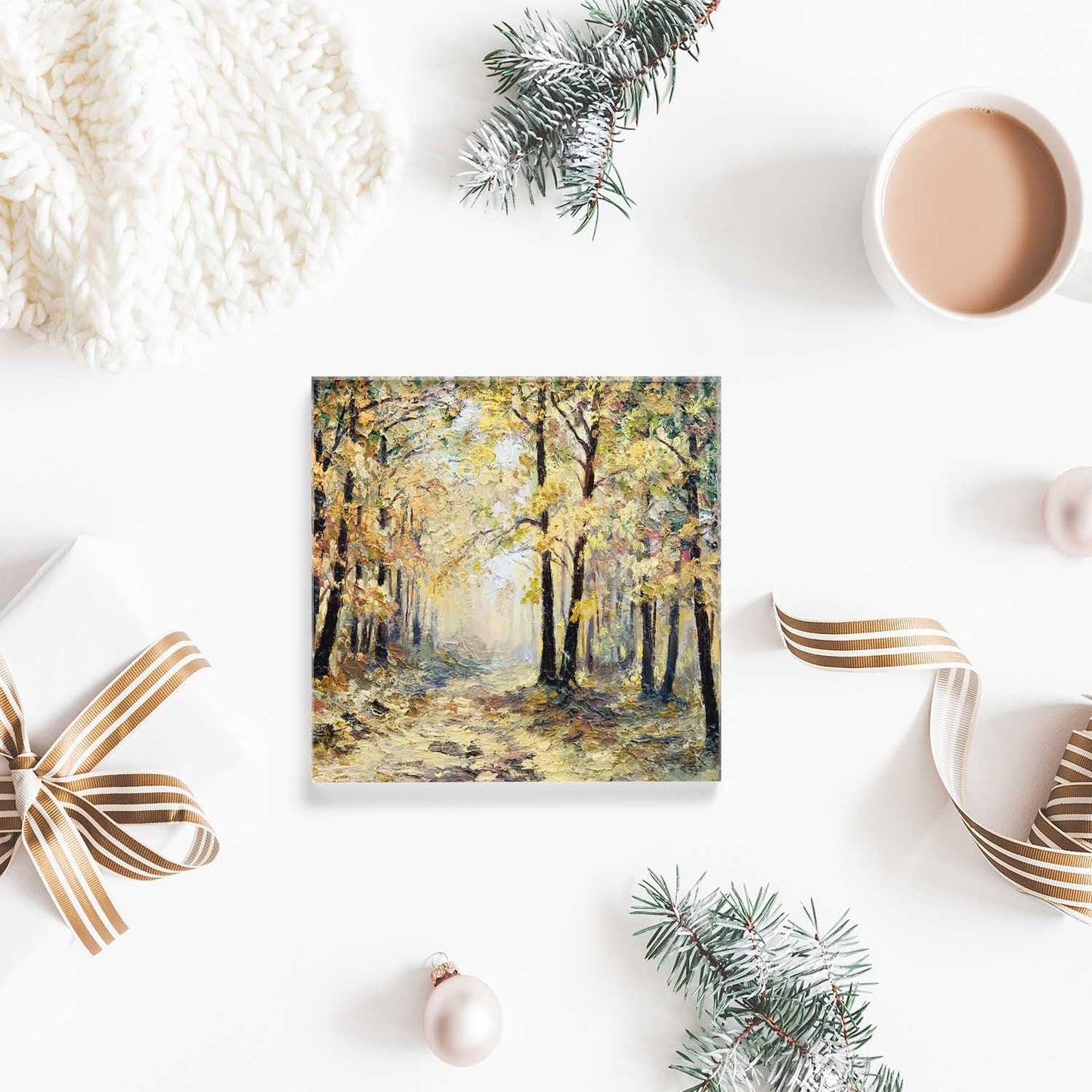 NOHSHE Desktop Decoration Abstract Drawing Landscape,Autumn Fallen Leaves Acrylic Decor Women Congratulations Presents Appreciation Presents for Coworkers Thank You Presents Housewarming Presents