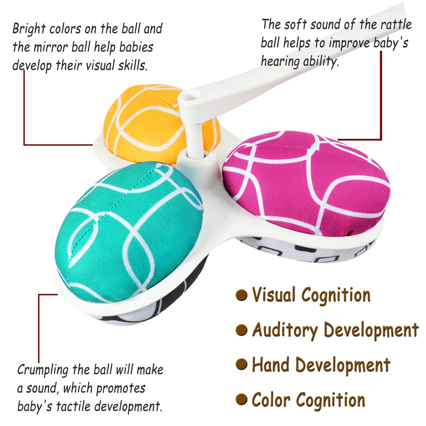 Tayerop The Replacement Balls (for Mamaroo Swing) Offer More Interaction and Reversible Ball Options to Complement The Multi-Coloured with MamaRoo Cradle in a Set of 3 Balls ﻿