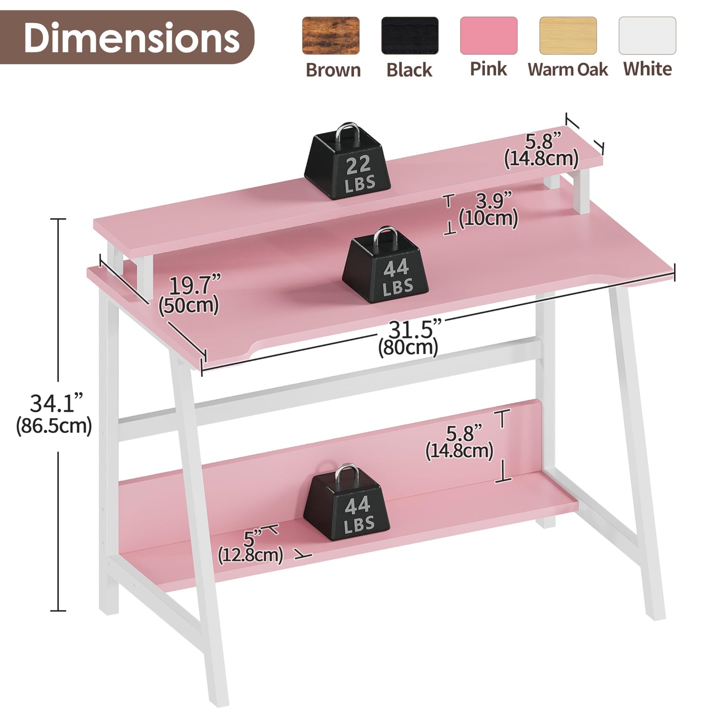 ALISENED 31.5 Inch Small Office Desk with Storage, Small Desk for Small Spaces, Compact Home Office Desk, Mini Study Desk for Bedroom, Pink