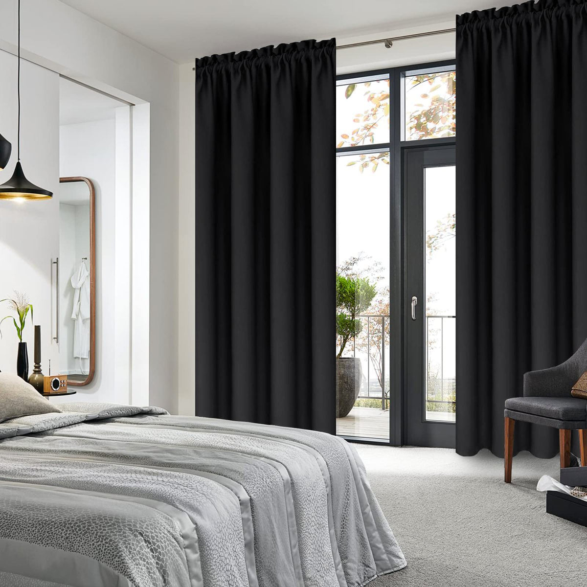 Blackout Curtains for Bedroom Living Room 42 x 63 Inch Long Black