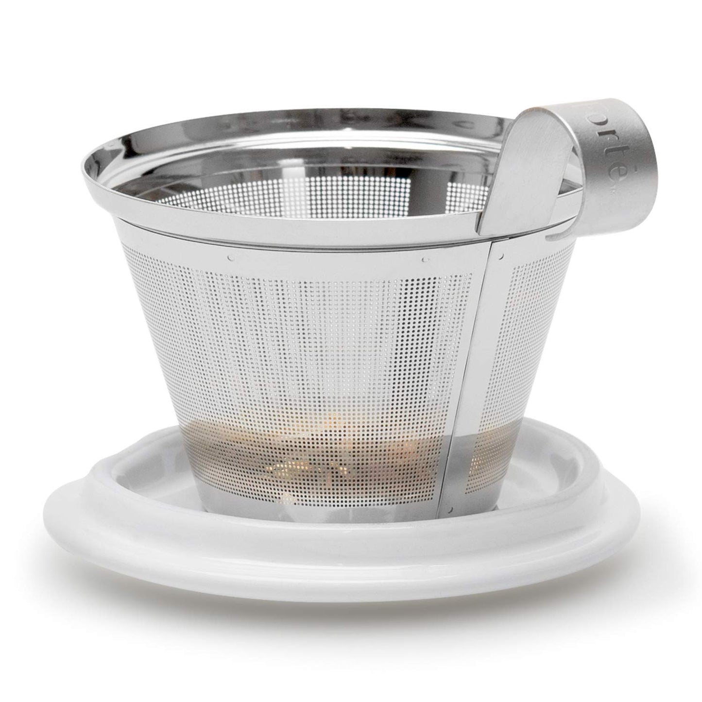 Tea Forte Double-Walled Ceramic Kati Cup, Removable Stainless Steel Infuser Basket and Lid, Steeps 12 oz Loose Leaf Tea, Dishwasher & Microwave Safe, Cherry Blossom