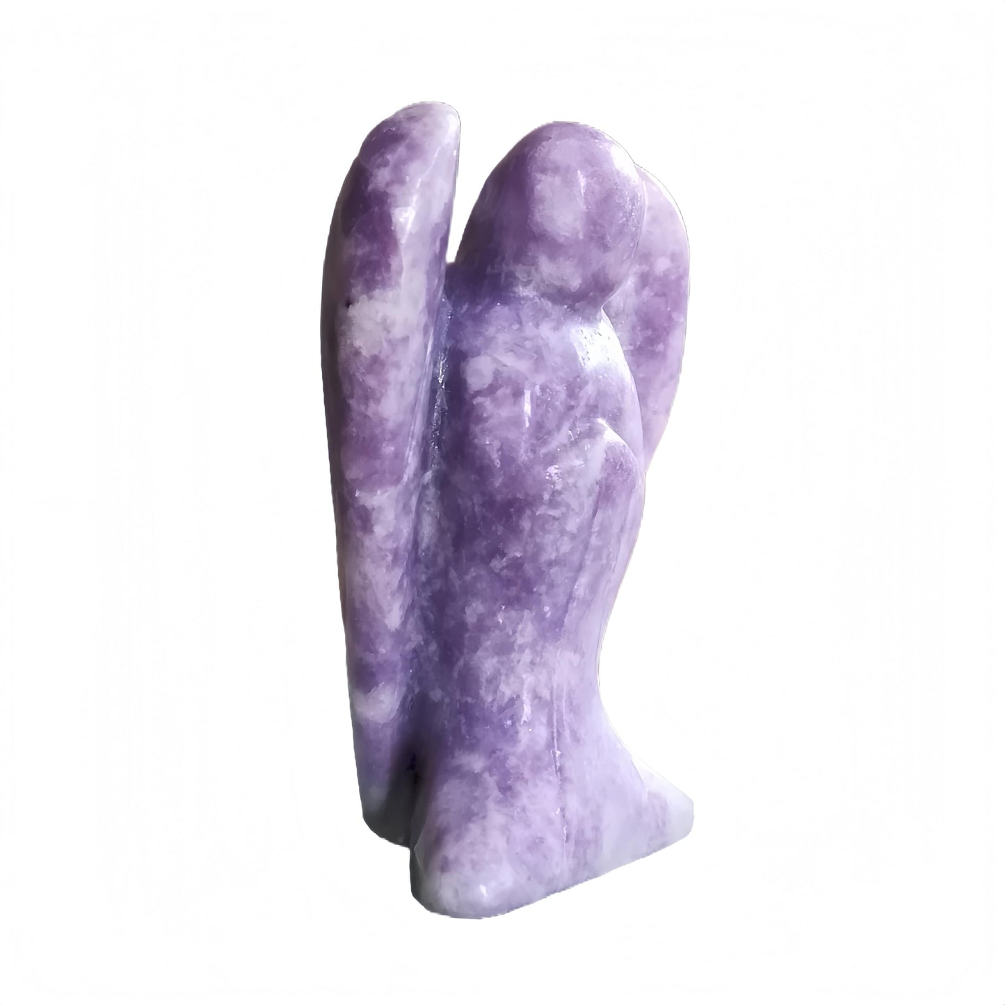 Afucats Natural Purple Lepidolite Healing Guardian Angel Indoor Decorative Stone,1.5 Inches Carving Pocket Palm Statue,Gift for Her Christmas Décor