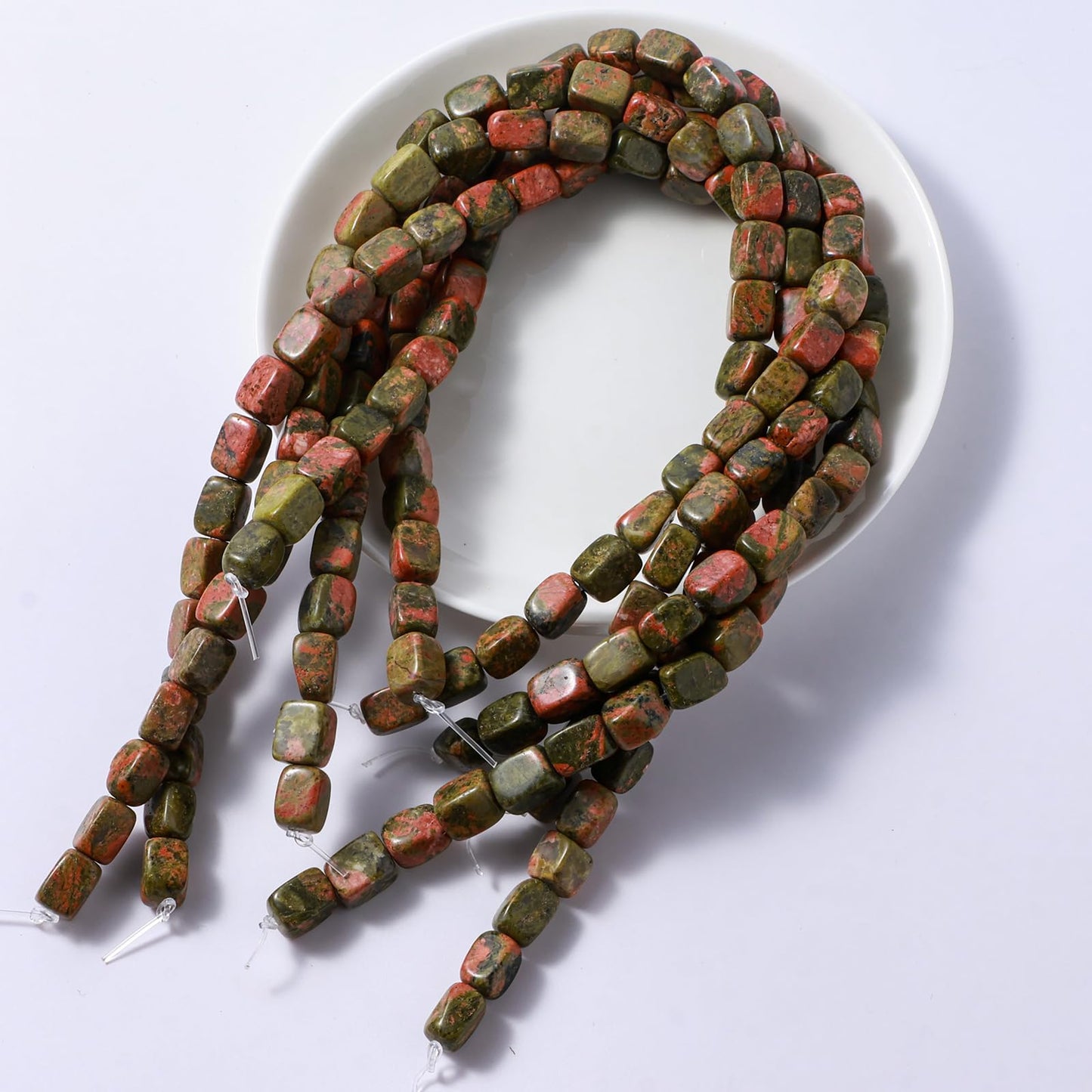 Natural Large Unakite Cube Stone Beads 8x11mm 38cm/str Loose Semi Gemstone Stone Square Beads for Making Bracelets Necklace