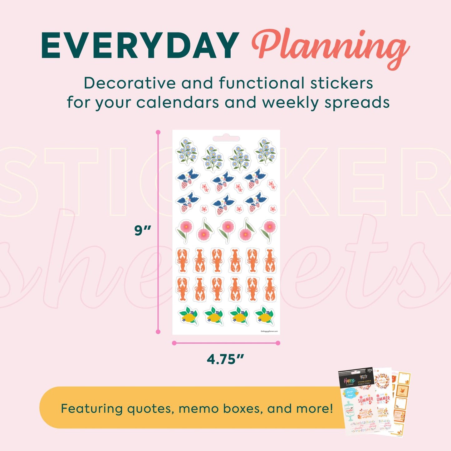Happy Planner 15-Sheet Sticker Pack for Calendars, Journals, and Planners, Scrapbook Accessories, Classic Size, 294 Stickers Total, Whimsical Season