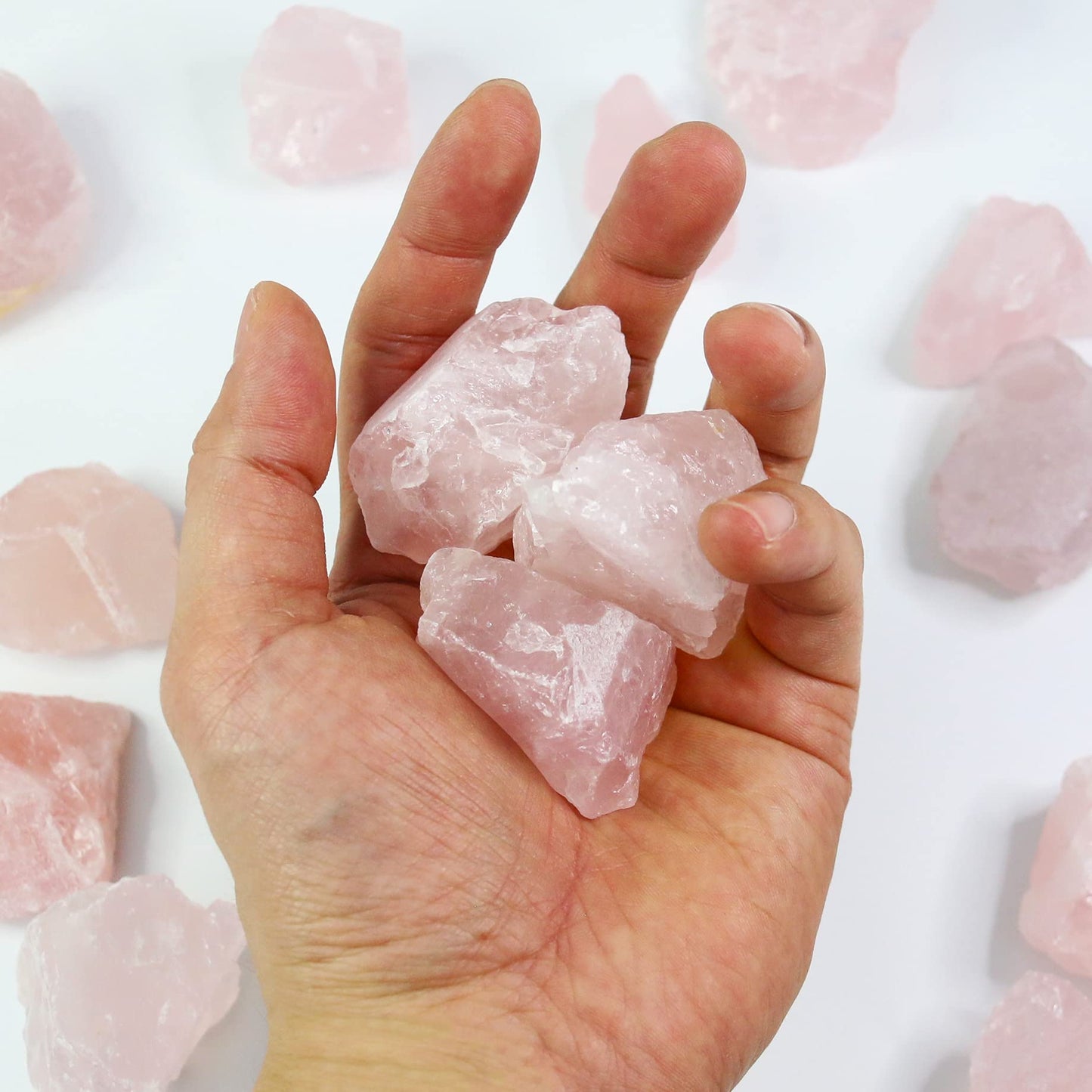 Nvzi Rose Quartz Crystals, Raw Crystals Bulk, Gem Stones Rocks Crystals, Tumbled Stones and Crystals Bulk, Rock Collection, Chakra Stones, Healing Crystals, Raw Minerals Rocks Crystals(1LB)