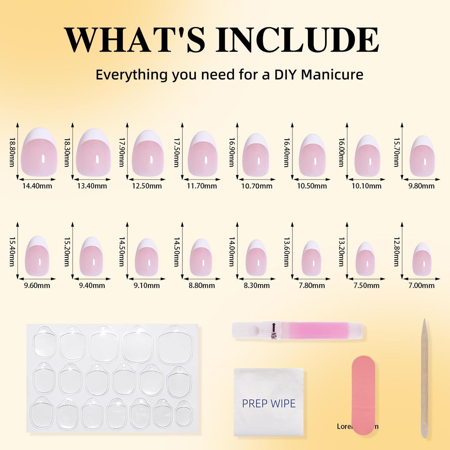 French Tip Press On Nails Short Almond - Soft Pink Base French Fake Nails with White Tips, Natural Oval Press On Nails Kit, Reusable Glue On Nails, 32pcs in 16 Sizes Nails Press ons, Blush French