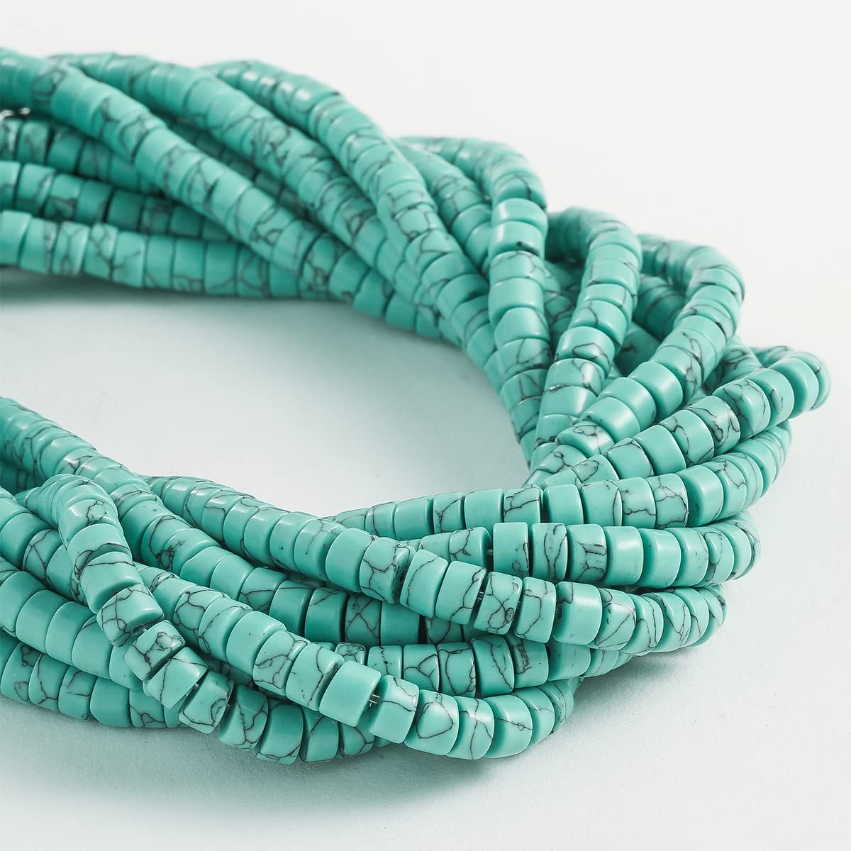 Natural Blue Turquoise Stone Spacer Beads 6x3mm 38cm/str Flat Round Loose Semi Gemstone Caps for Making Bracelets Necklace