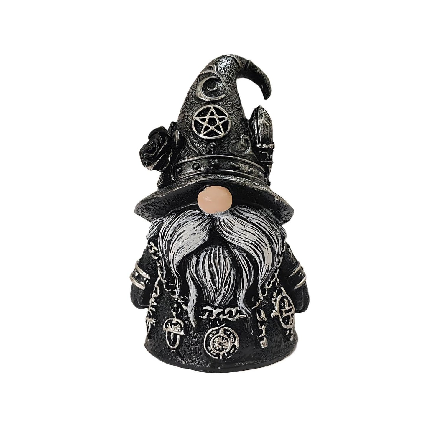 wsmart Gothic Garden Gnome Statue, Dark Academia Decor, Horror Collectible Figurines, Unique Halloween Decorations Cool Pagan Altar Witch Aesthetic Decoration Gift （Black Resin ）