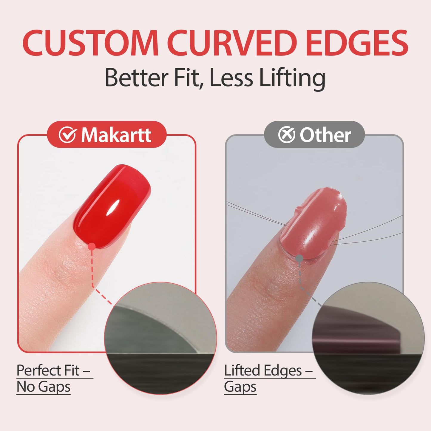 Makartt Semi Cured Gel Nail Strips Kit 2 Packs – Real Gel, Hema & TPO Free, 16 Sizes Anti-Lift Fit, UV Light Required, Salon Quality, Long Lasting, Includes Dual-Ended Tool & Prep Kit (Classic Red)