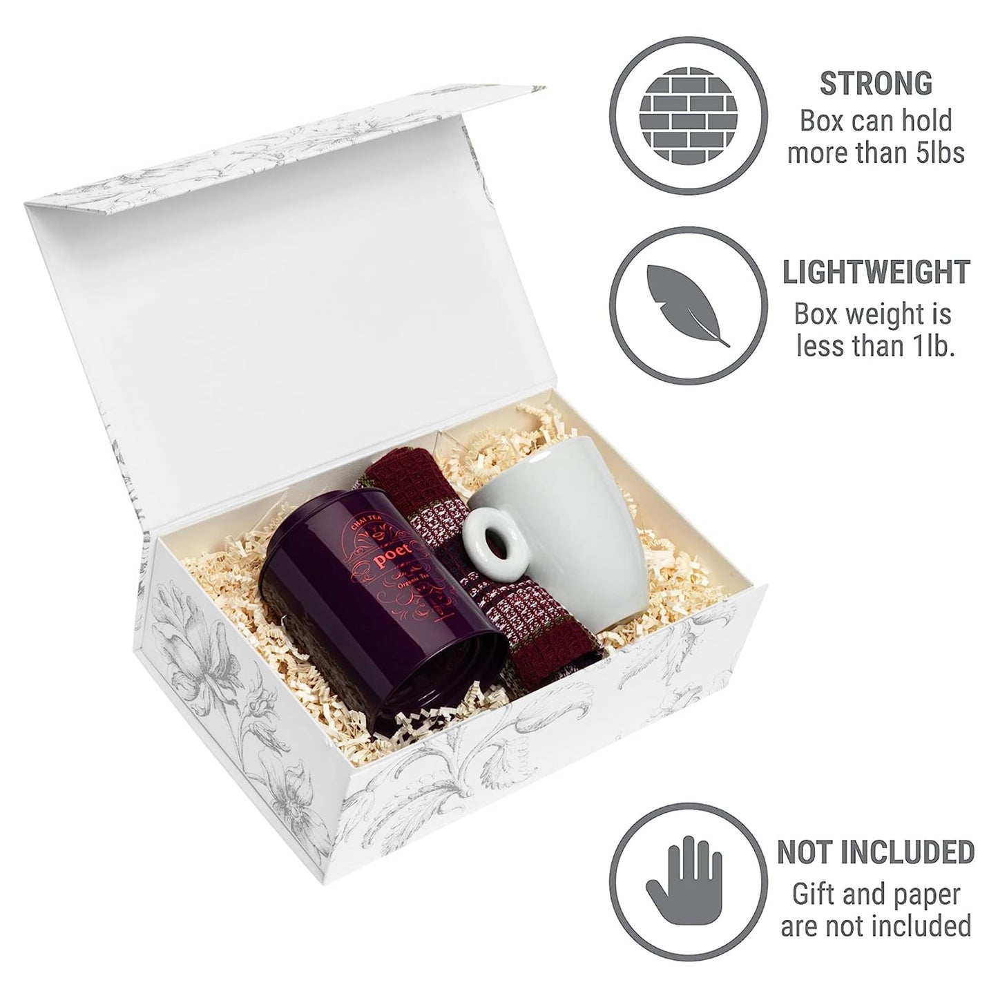 Sorarto Luxury Keepsake Gift Box | Silver Floral Decorative Boxes with Magnetic Lids for Presents, Wedding Memory Box, and Bridal Gifts. 11.5" x 7.5" x 3.5"