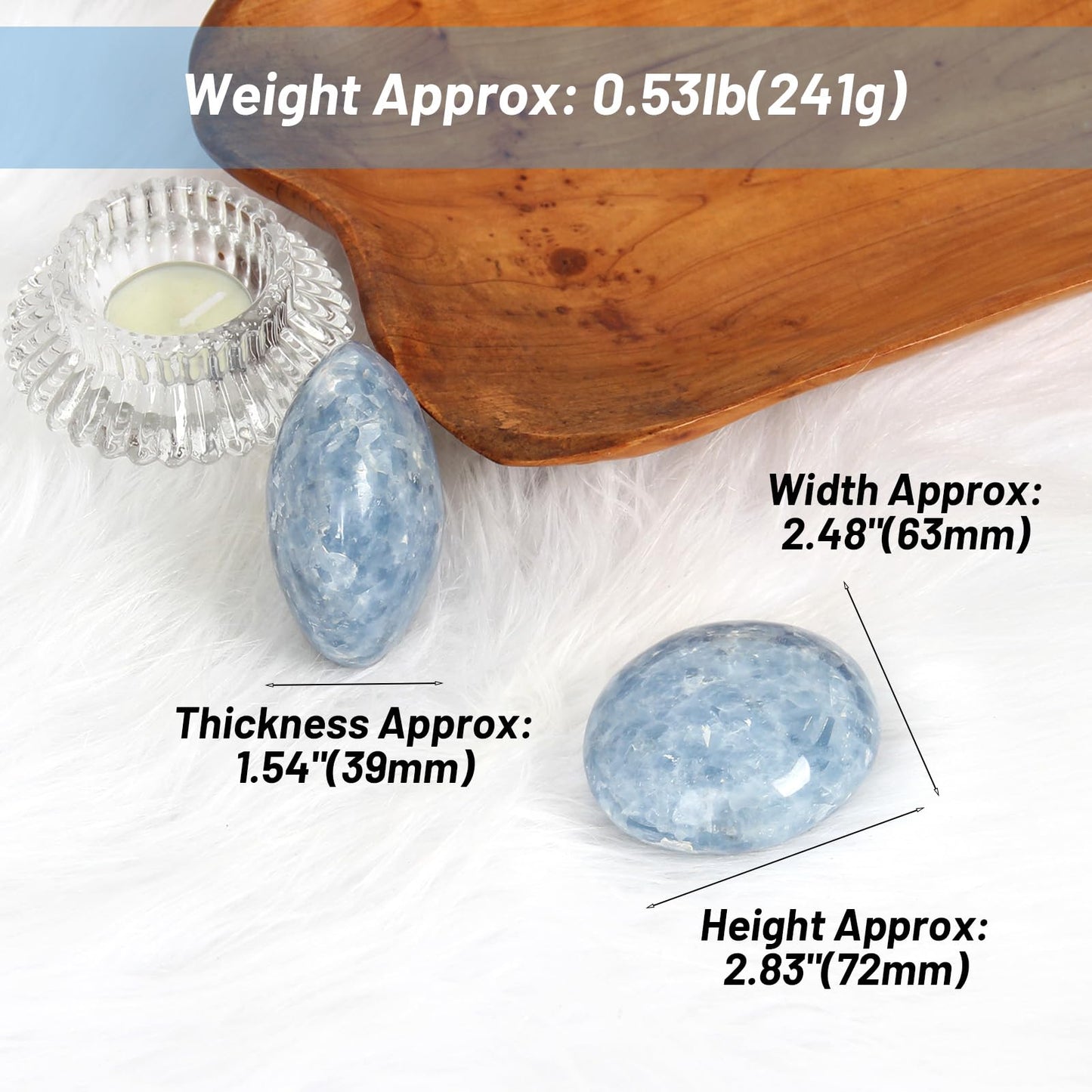 Orientrea Celestite Palm Stone-1 Pc Celestite Pocket Energy Stone, Smooth Healing Crystal Worry Stone