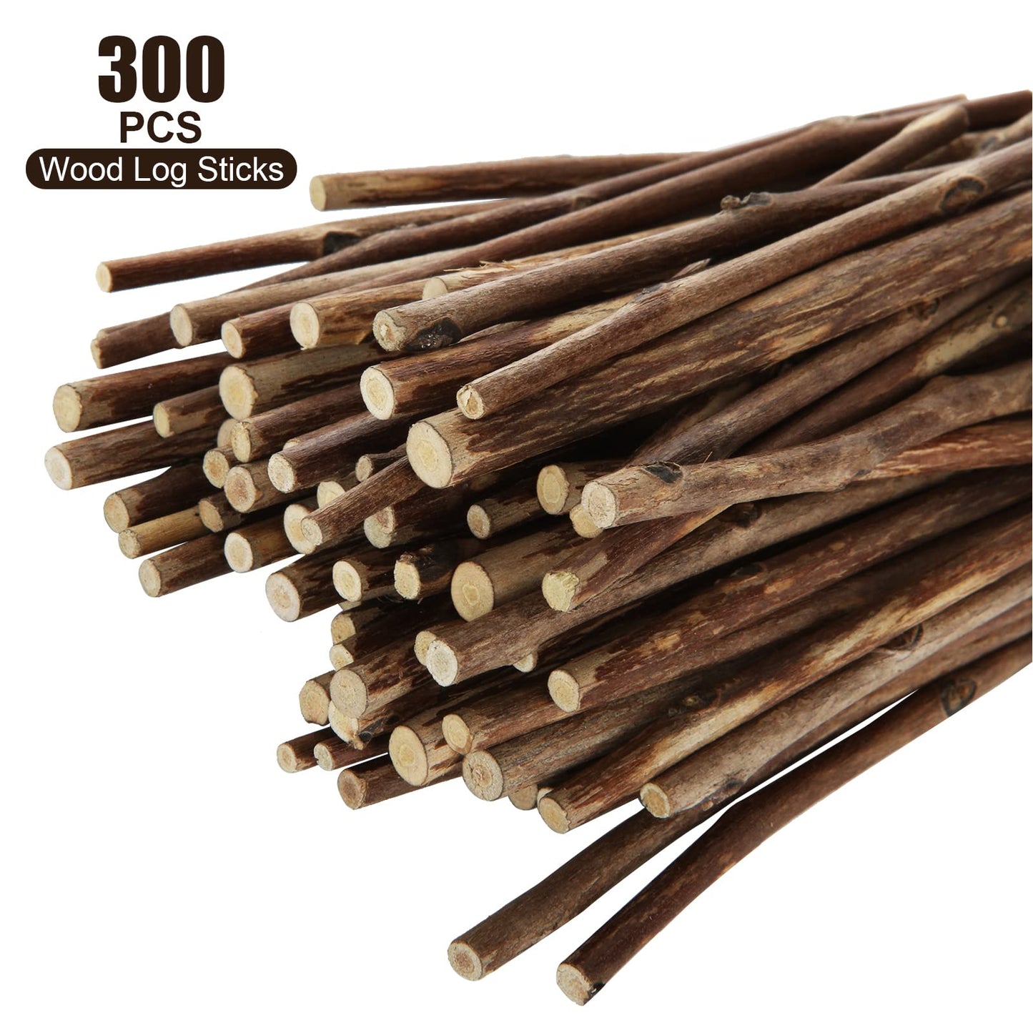 DIRBUY 300PCS 4 inch Wood Log Sticks for Crafts - Natural Twigs Sticks- Birch Wood Craft Sticks for DIY Rustic Home Decor School Projects Crafting Filler, 0.08-0.15 Inch in Diameter