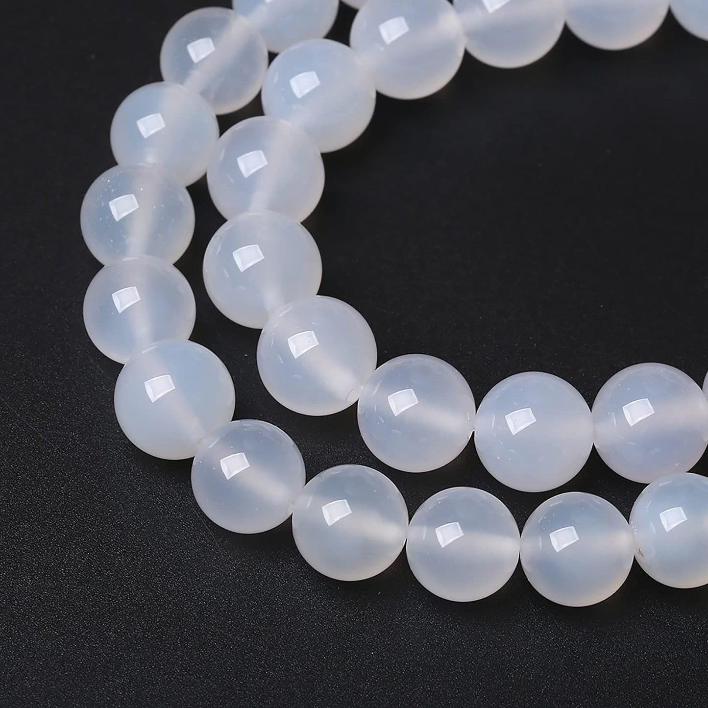 10mm 36pcs 7A Natural White Agate Stone Beads for Jewelry Making DIY Bracelet Necklace Accessories Crystal Energy Healing Power Stone Beads(White Agate, 10mm)