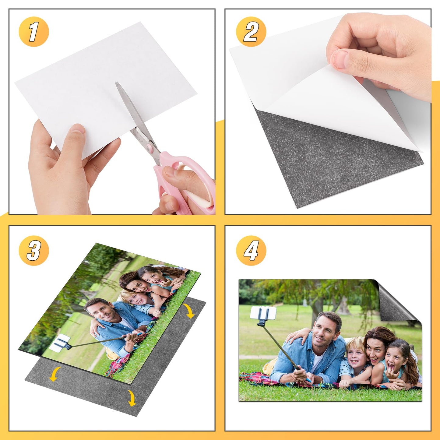 Grtard 8" x 10" Magnetic Sheets with Adhesive Backing, 10 Pack Flexible Magnet Sheets with Adhesive for Stickers, Strong Cuttable Magnetic Sheet for Crafts, Photos, DIY