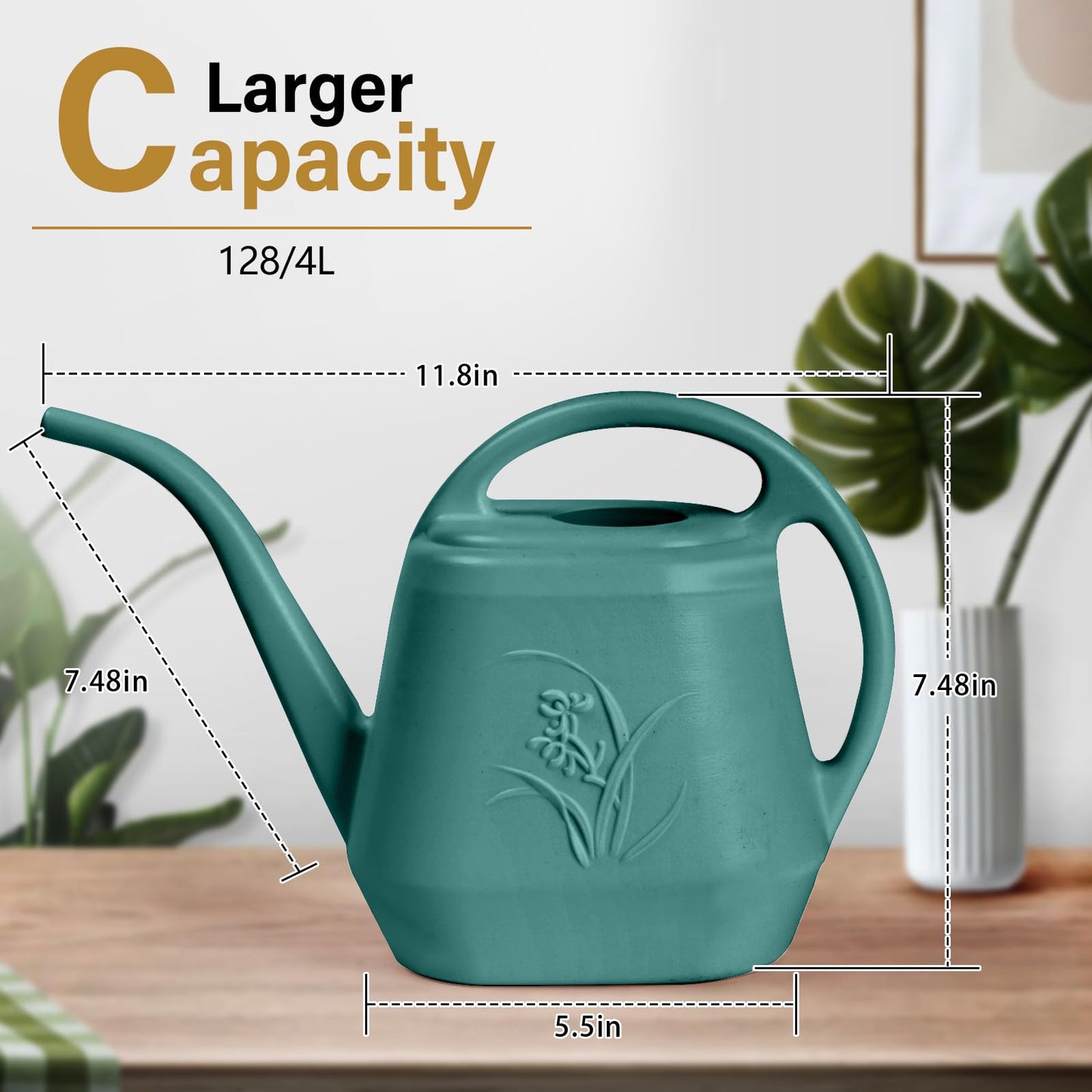 TTAOE GN Grip Watering Can - for Home Plant Garden - 1 Gallon - Green
