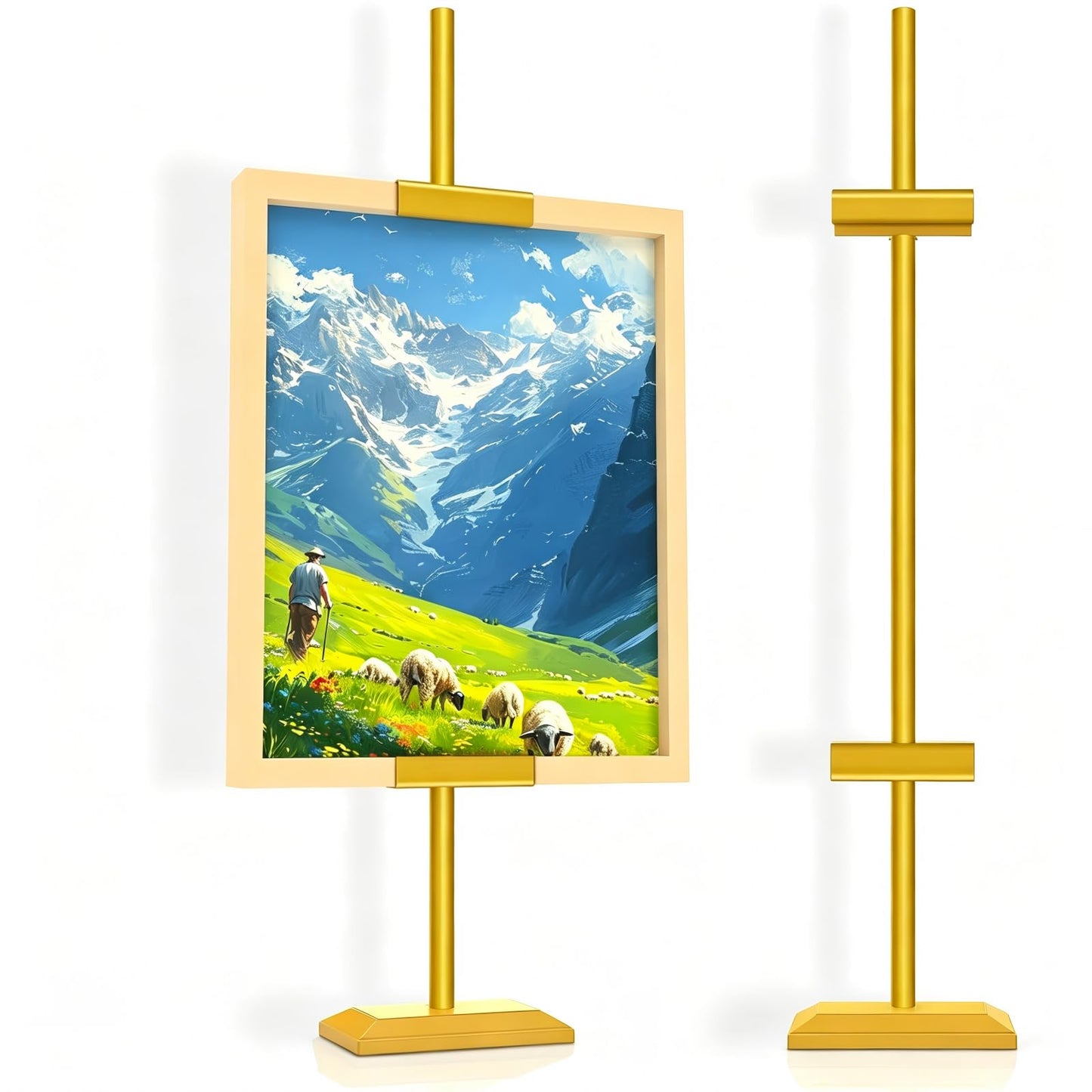 EraYues Adjustable Tabletop Easel Stand for Frames up to 29" H - Heavy-Duty Picture Frame Stand for Display, Canvas & Art, Premium Metal Gold