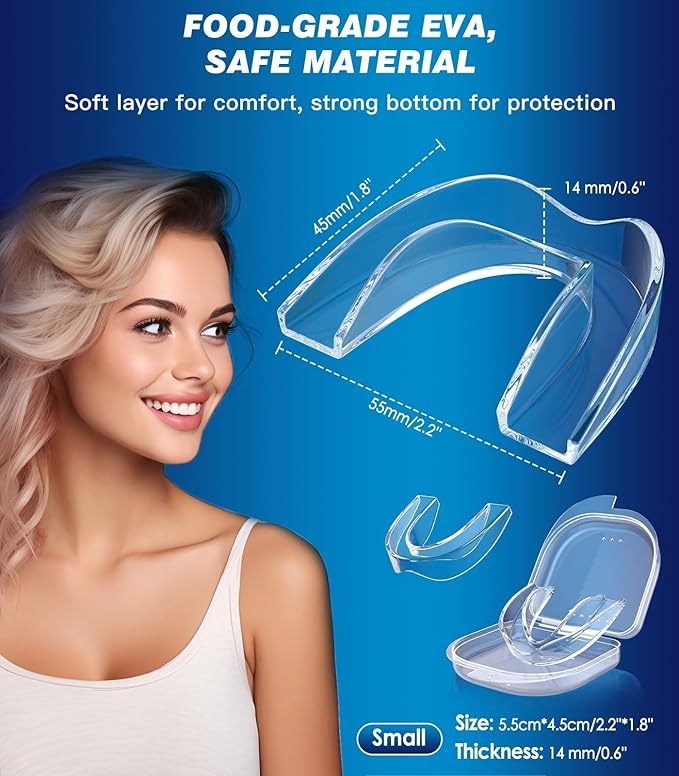 Mouth Guard for Grinding Teeth at Night,Teeth Grinding Mouth Guard for Sleep,Night Guards for Sleeping,4 Pack/Small Size,Clear