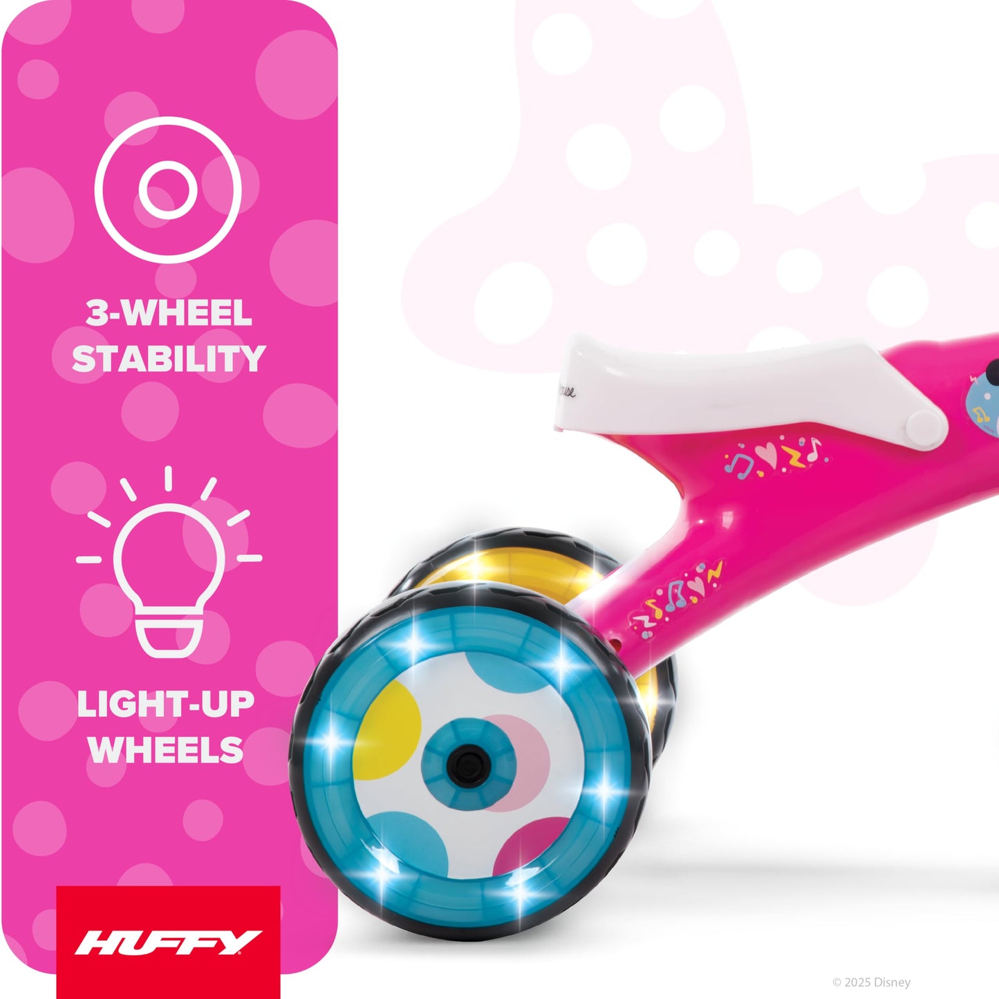 Huffy Disney Minnie Mouse Light Up Kids' Trike, Ideal for Ages 3+, Minnie Mouse Graphics, Colorful and Playful Design, Simple Coaster Brake, Sturdy and Durable, Safe for Toddlers, Girl's
