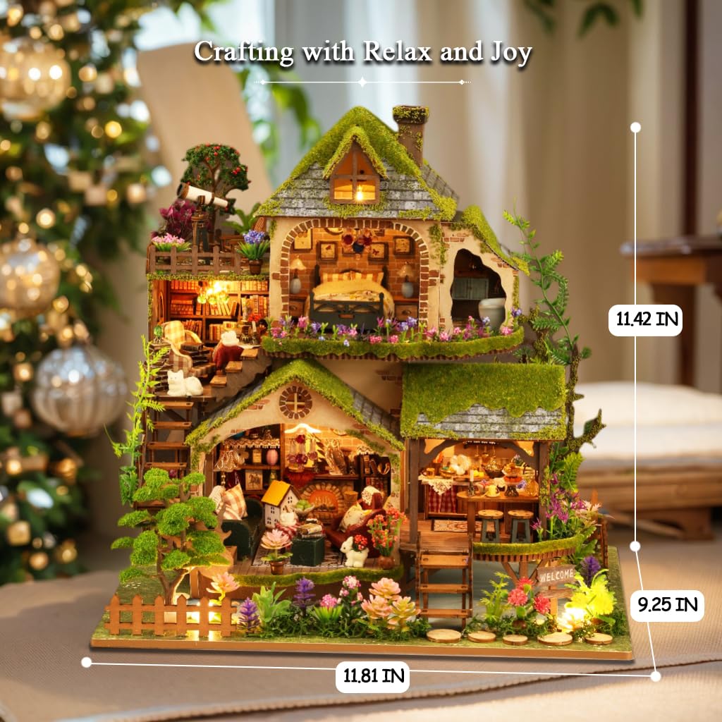 RHZN Miniature House Kit, Dollhouse Kit, Miniature Kit, DIY Mini House Building Kit for Adult, Forest Adventure