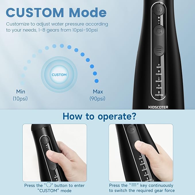 Water Flosser for Teeth with Detachable Washable Tank, 5 Modes Rechargeable Cordless Oral Irrigator, 300ml Portable Dental Flosser, IPX7 Waterproof for Home & Travel, Black