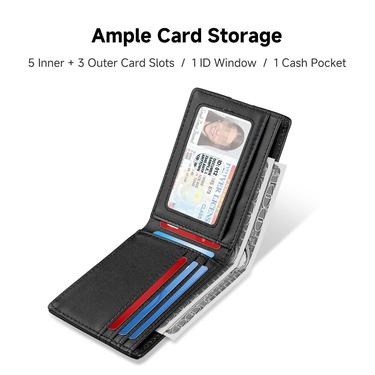 Wallet for Samsung Galaxy SmartTag2, Cash Pocket Version, RFID Blocking Genuine Leather Bifold Wallet With Gift Box (Not Include Tracker)