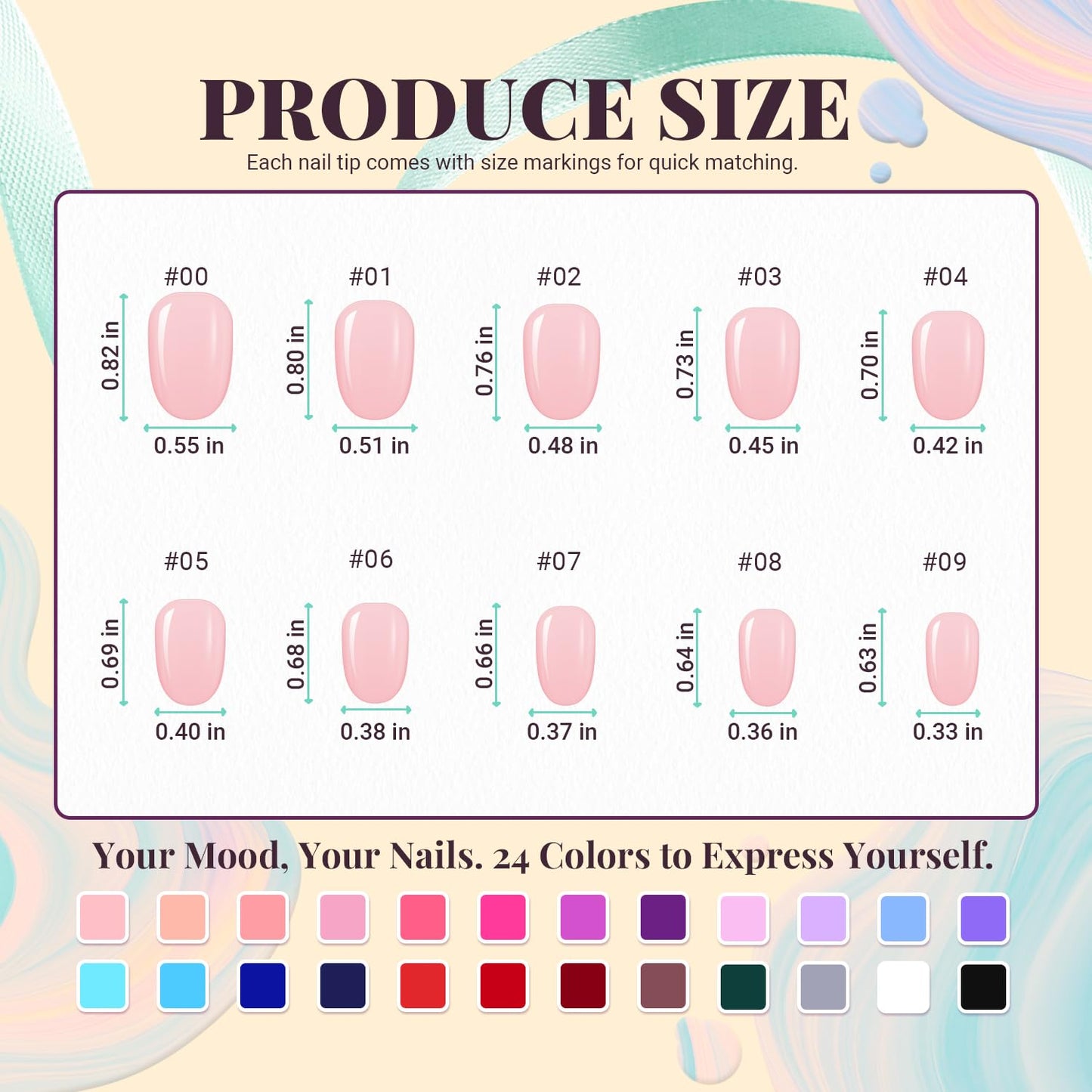24 Colors Press On Nails, TsMADDTs 720 pcs Short Oval Press On Nails with Glue, File, Tabs, Stickers and Tweezer for Home Manicure or Salon