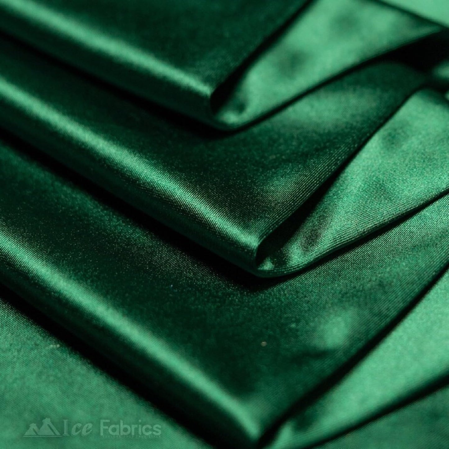 Ice Fabrics 4 Way Stretch Silky Spandex Satin Fabric by The Yard - 60" Wide Shiny Satin Spandex Fabric for Dresses, Active Wear, Yoga Pants, Table Cloth - Thick and Heavy - Hunter Green - 1 Yard
