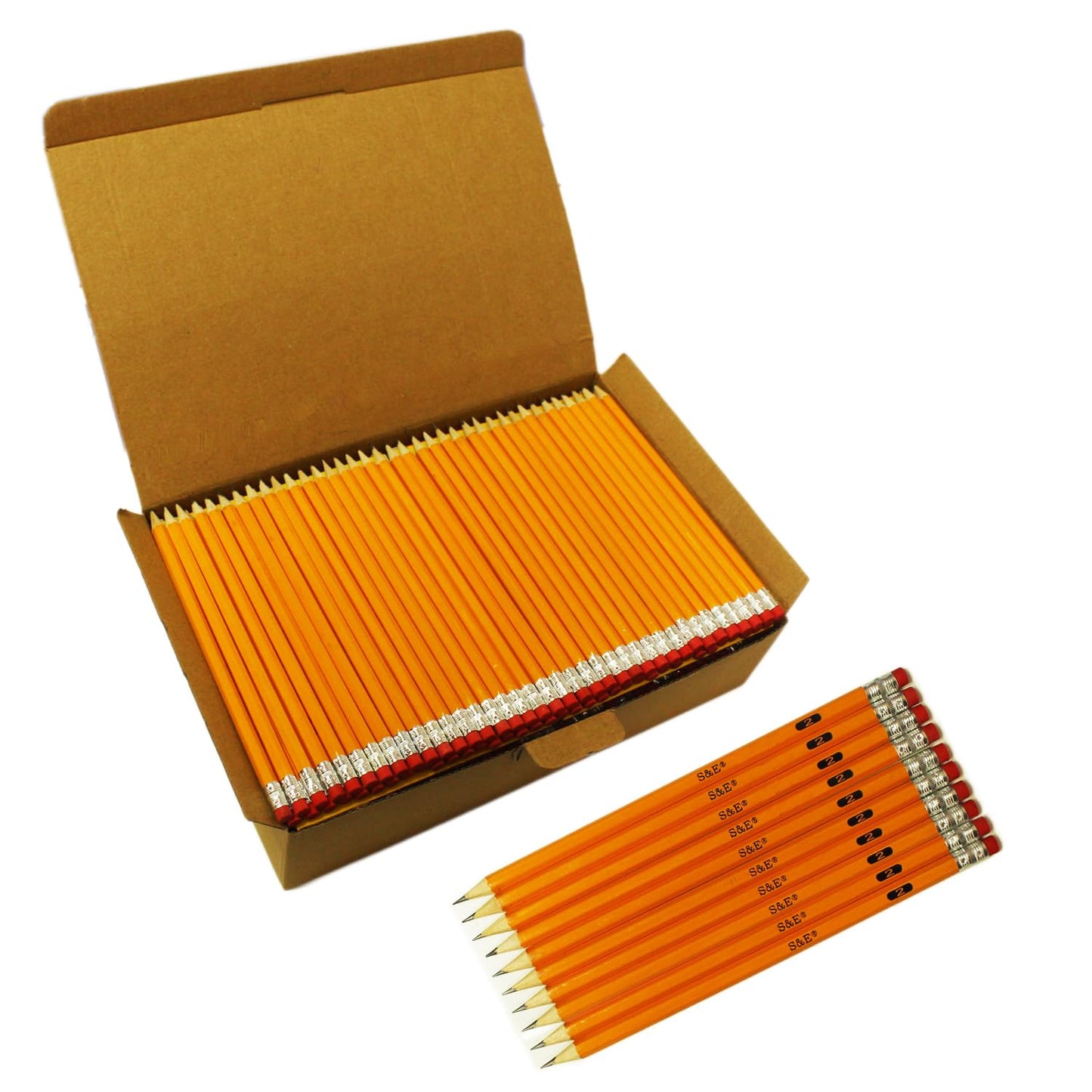 S & E TEACHER'S EDITION Woodcased #2 Pencils, Pre-sharpened, HB Lead Bulk Box, Pencils No. 2, Yellow, Back to school, 1000 Count